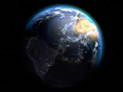 C4D太空中的地球模型