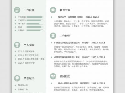 大学生毕业求职个人简历PSD分层模板