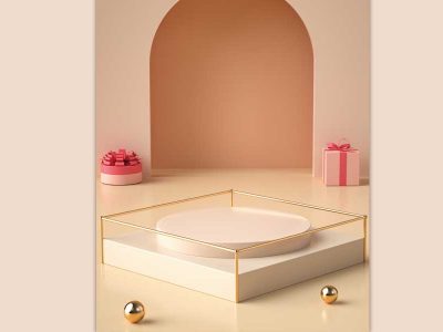 C4D简约3D电商展台促销模型工程