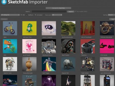 C4D插件：免费模型库sketchfab1.2.1快速导入模型
