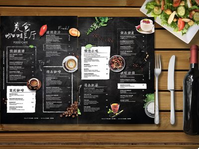 美食咖啡厅饭店茶餐厅黑板粉笔字菜单模板