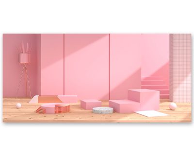 浅粉c4d春夏新风尚电商banner模板包含PSD C4D