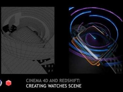 C4D搭配Redshift渲染器制作智能手表建模渲染教程中文字幕Skillshare Cinema 4D Creating Watches scene