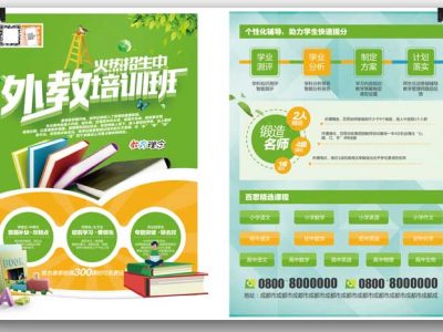 外教班培训学校招生折页PSD模板