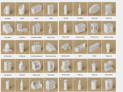 价值1499元灰猩猩GSG第二套模型包180个4类高质量C4D模型预设包素材The Happy Toolbox 3D Model Pack Vol. 2 lib4d