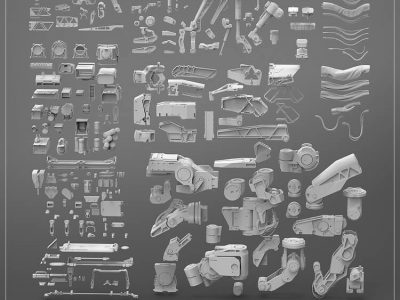 价值370美元国外3D KitBash库全套模型工业零部件模型零件模型