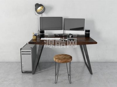 室内场景模型桌子模型凳子模型电脑模型台灯模型