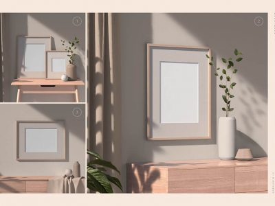 室内场景海报框架PSD样机素材