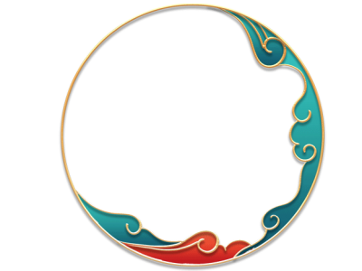 国潮中国风中秋节立体金边祥云边框