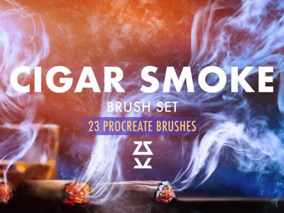 23种高分辨率雪茄烟雾Procreate笔刷素材