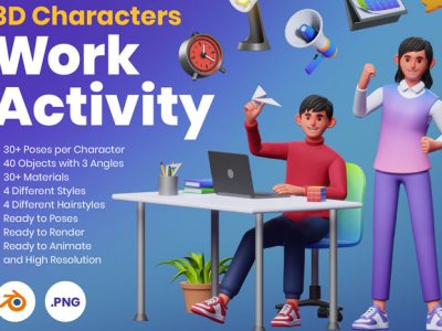 4种不同风格3D人物角色卡通IP素材包（Blender）-源酷网