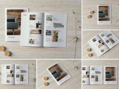 一套逼真质感品牌VI手册画册宣传册样机PSD素材包