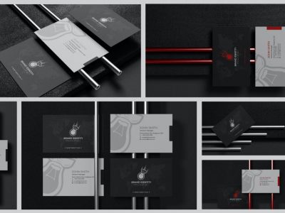 15个黑色高端名片设计样机PSD素材模型-源酷网