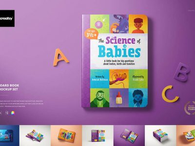 儿童卡通可爱厚页书籍样机PSD素材包