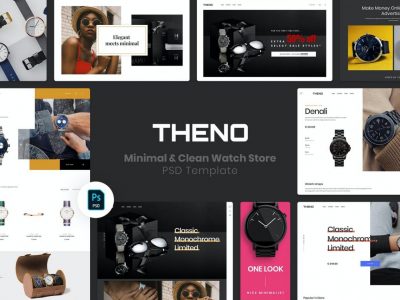 16个超级简洁干净的手表电商网站PSD素材源文件