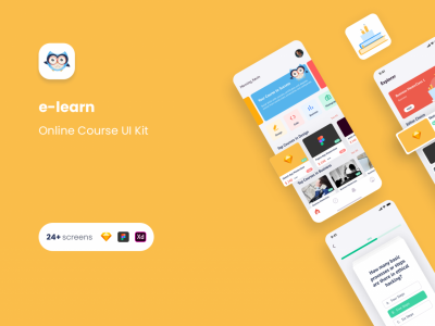 一套高品质在线教育课程用户界面UI Kit素材包下载