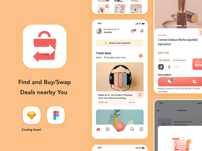 60个粉色优雅简洁本地交易平台APP UI素材包（Figma）
