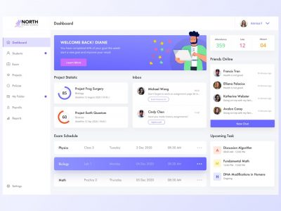 紫色优雅又简洁的学生管理后台页面模板