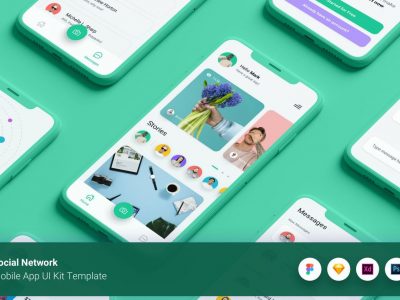 一套非常有品质的社交网络APP应用程序UI模板素材