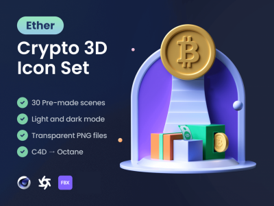 15个金融主题相关的C4D模型OC渲染素材