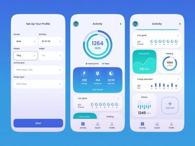 一套健身健康管理APP模板UI设计素材