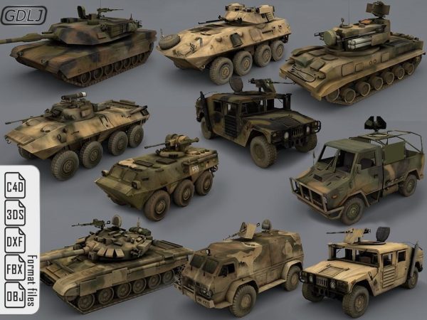 一套军事模型游戏坦克模型C4D模型素材3D模型合集下载