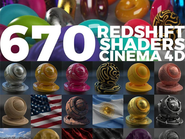 670个超逼真有细节的Redshift材质预设C4D素材包