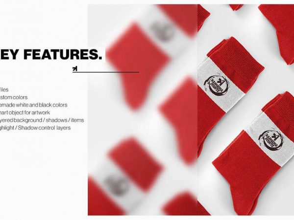 超级真实的袜子图案展示样机PSD素材