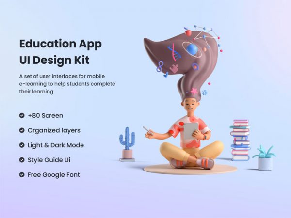 80个五彩斑斓的年轻化教育类APP UI素材包（Figma）
