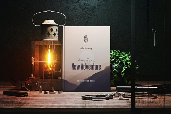 硬皮精装书复古展示场景PSD模型设计素材免费下载