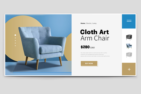 跨境电商家具家居布艺单人沙发家装全屏海报banner设计模板素材