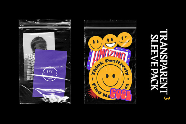 透明自封塑料袋样机展示场景PSD样机设计素材下载