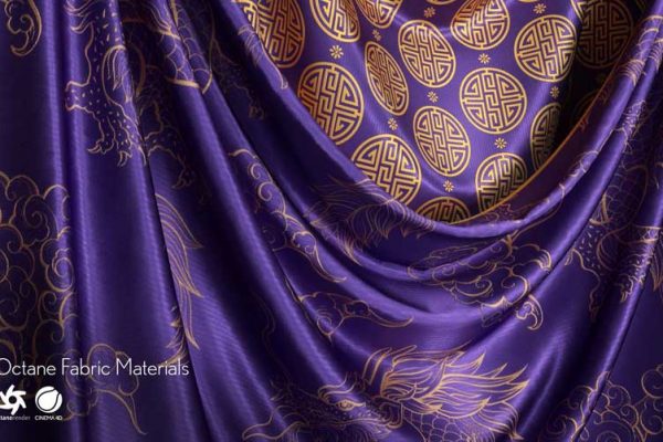 C4D预设50种不同布料面料Octane材质预设绸缎丝绸亚麻地毯迷彩等布料贴图预设