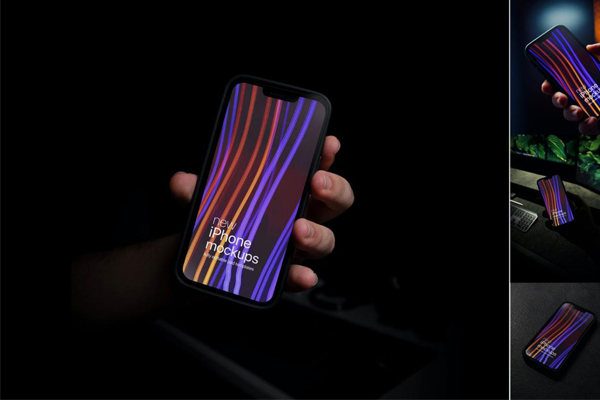 深色高质量iPhone APP UI样机PSD素材模型下载