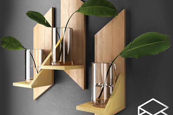 C4D现代玻璃杯模型绿叶模型摆件装饰3D模型下载