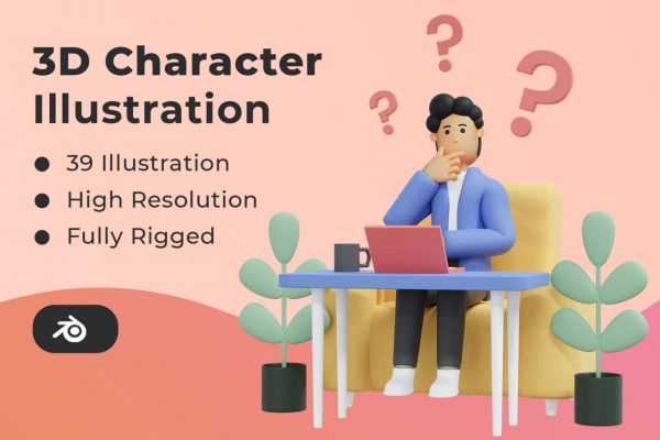 分享39个带有场景元素的高品质3D人物模型素材