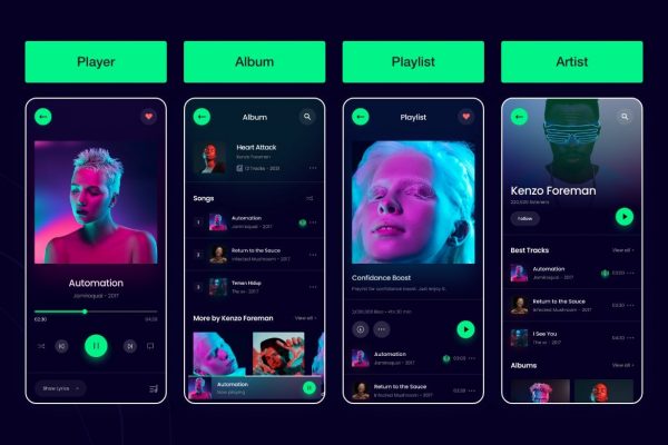 音乐流媒体APP界面 UI Kit素材包下载