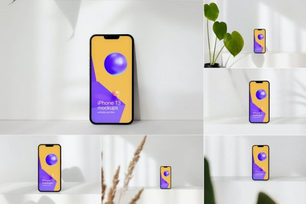 iPhone 13产品UI样机展示场景PSD设计素材下载