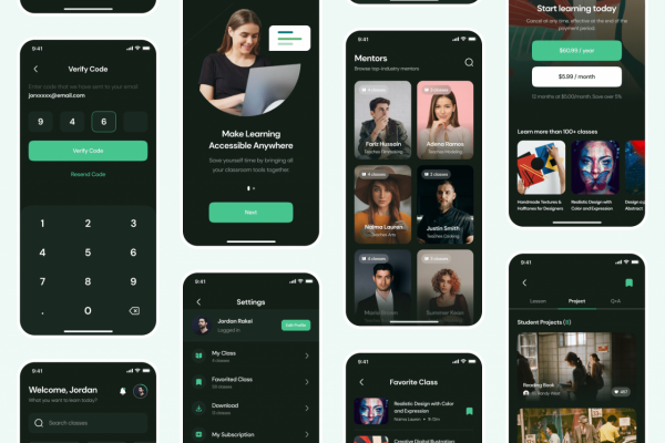 60个绿色清新在线学习在线课堂应用APP UI KIT素材包（Figma）
