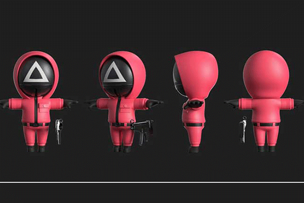 C4D鱿鱼游戏模型鱿鱼游戏卡通ip3D模型鱿鱼游戏卡通形象模型