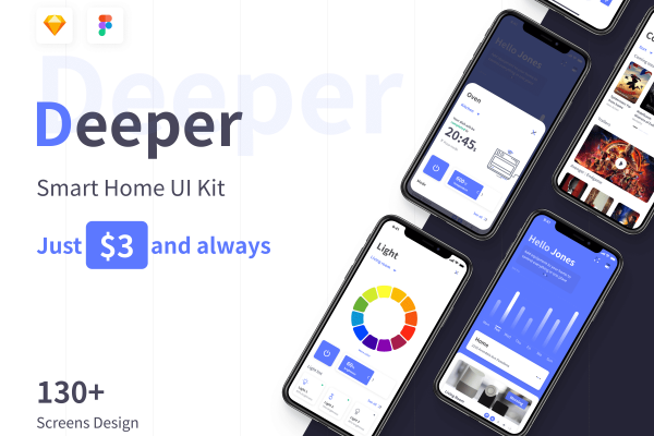 一套紫色智能家居APP UI Kit界面素材包