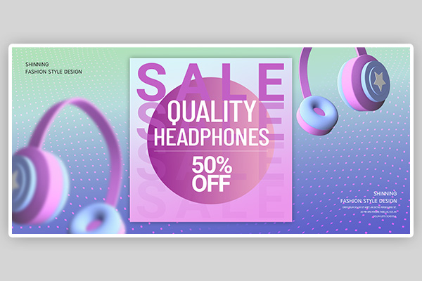 色彩渐变耳机耳麦电商海报banner跨境电商海报PSD设计素材下载