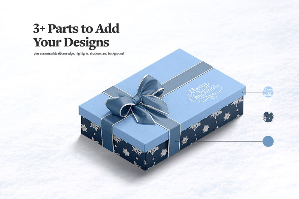 一套丝带装饰礼品盒包装设计样机PSD素材