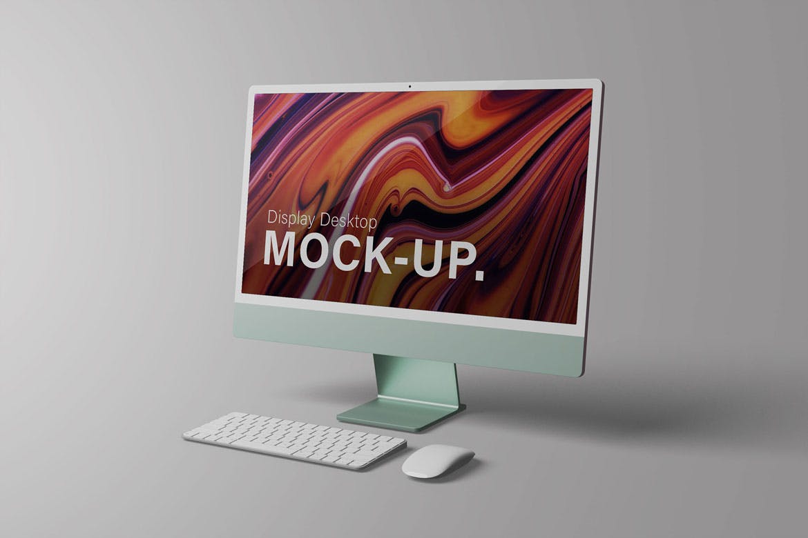 非常简洁的带键盘全新iMac电脑样机PSD素材下载