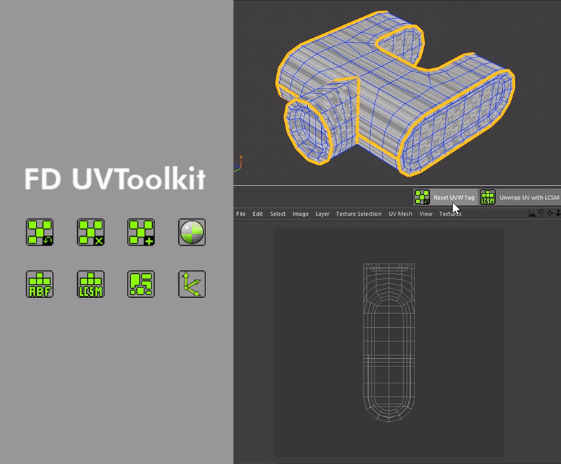 C4D展UV插件FD UVToolkit-Cinema4d 展uv插件支持R19-R21