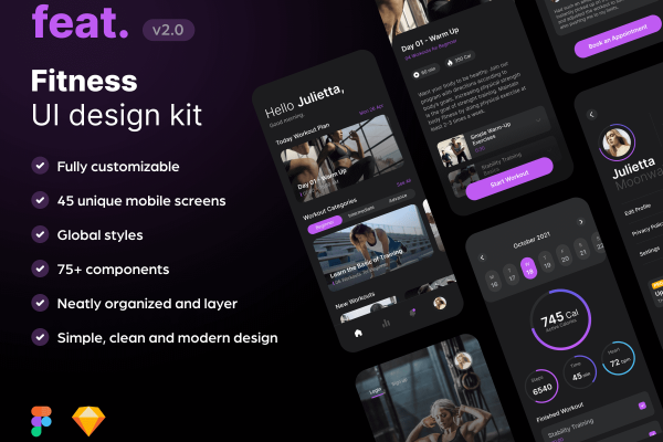 45个高质量健身主题APP UI界面设计素材包下载