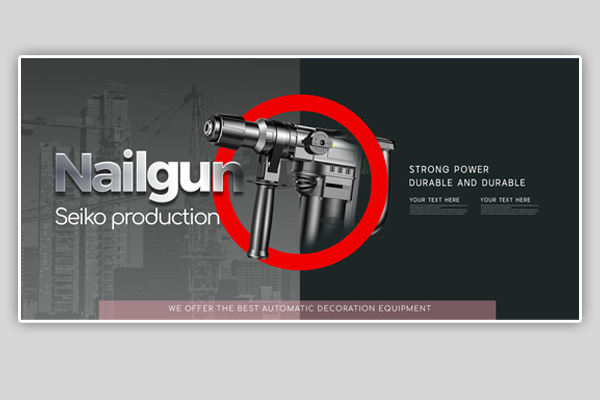 金属工业风格射钉枪电钻工具电商海报banner模板跨境电商设计素材下载