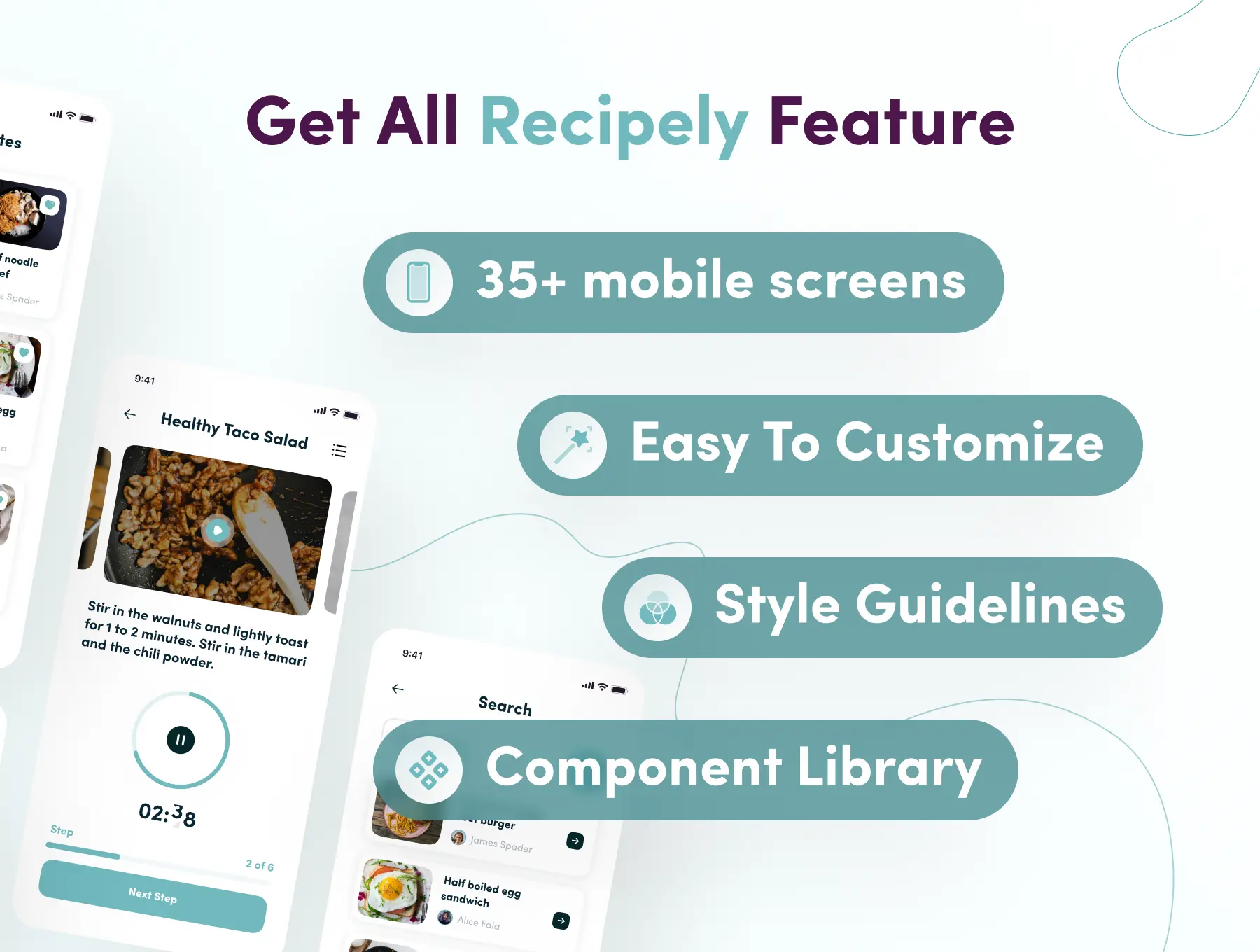 食品/食谱/烹饪App应用界面UI套件下载