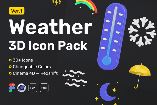 35个天气主题类C4D图标模型素材包下载