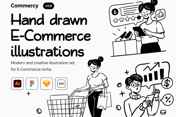 现代创意的电子商务矢量插画集设计素材下载